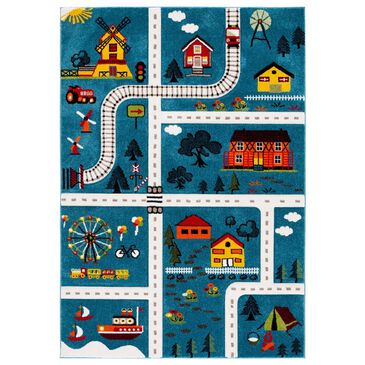 Safavieh Carousel 9" x 12" Blue and Beige Kid Rug, , large