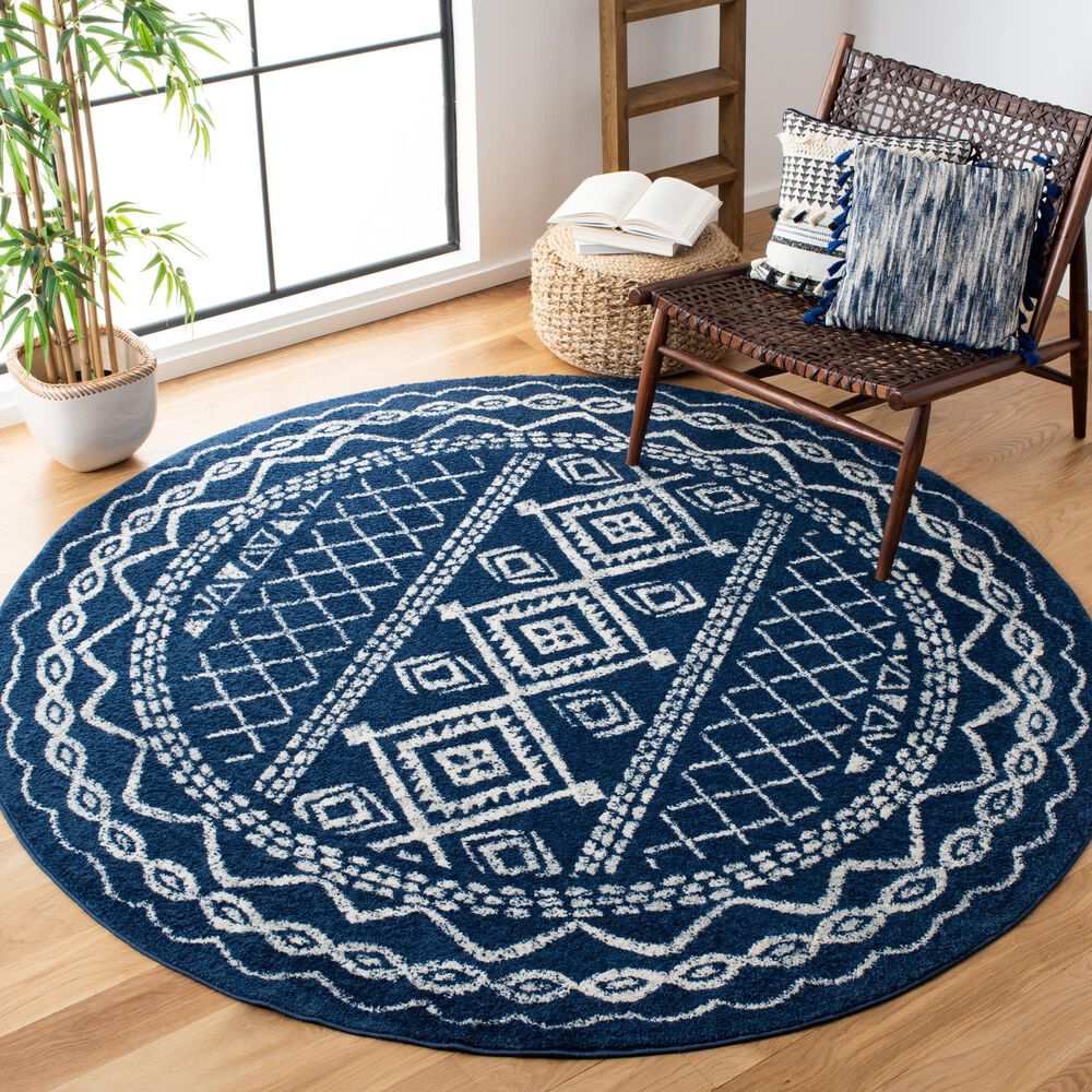 Safavieh Tulum 3&#39; Round Dark Blue Area Rug, , large