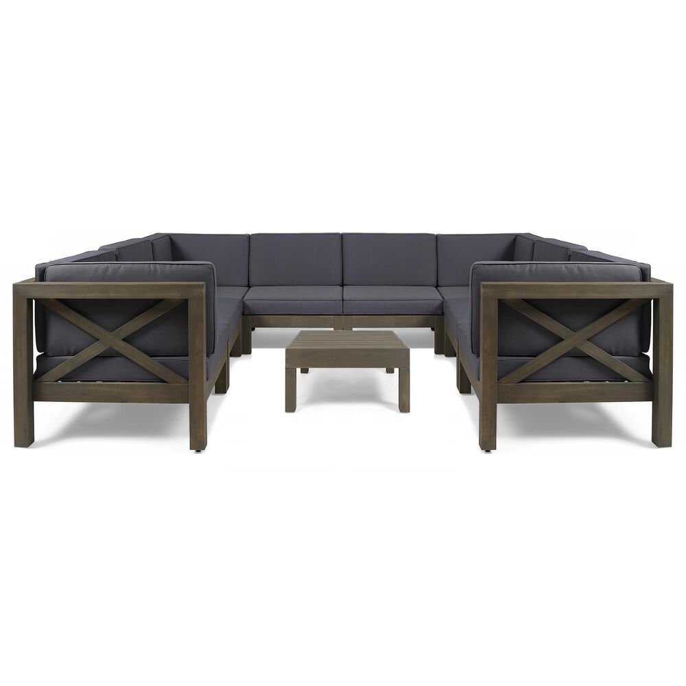 Noble House Brava 9-Piece Conversation Set in Dark Gray, , large