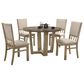 HOMLUX 5-Piece Round Dining Set with Wheat Cushion in Vintage Walnut and Natural Distressed, , large