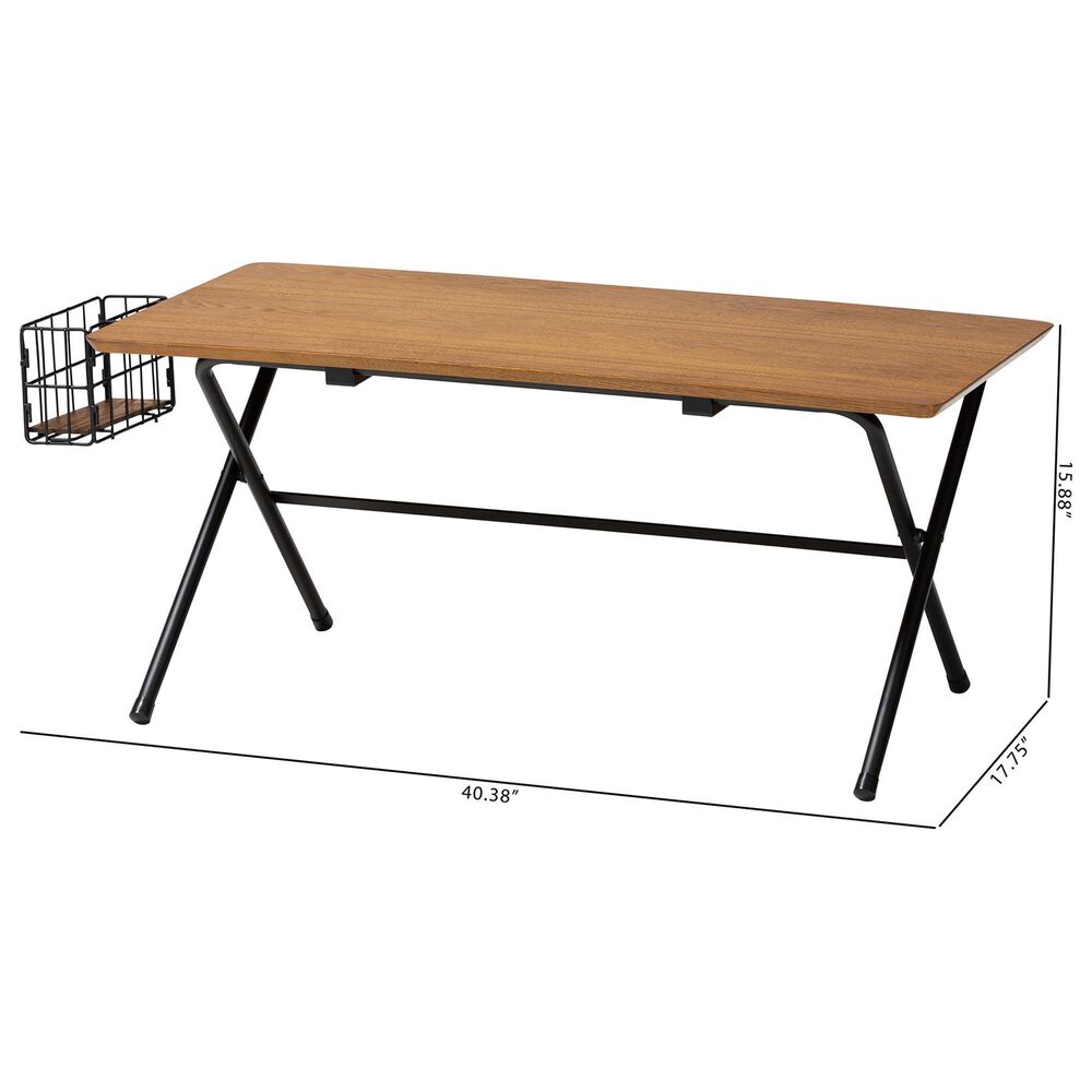 Baxton Studio Mariela Coffee Table with Basket in Natural Brown and Black, , large