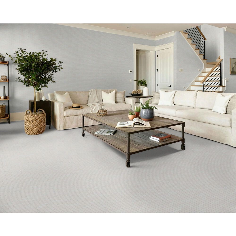 Shaw Eterna Alps Thassos 2" x 4" on 12" x 12.5" Natural Stone Mosaic Sheet, , large