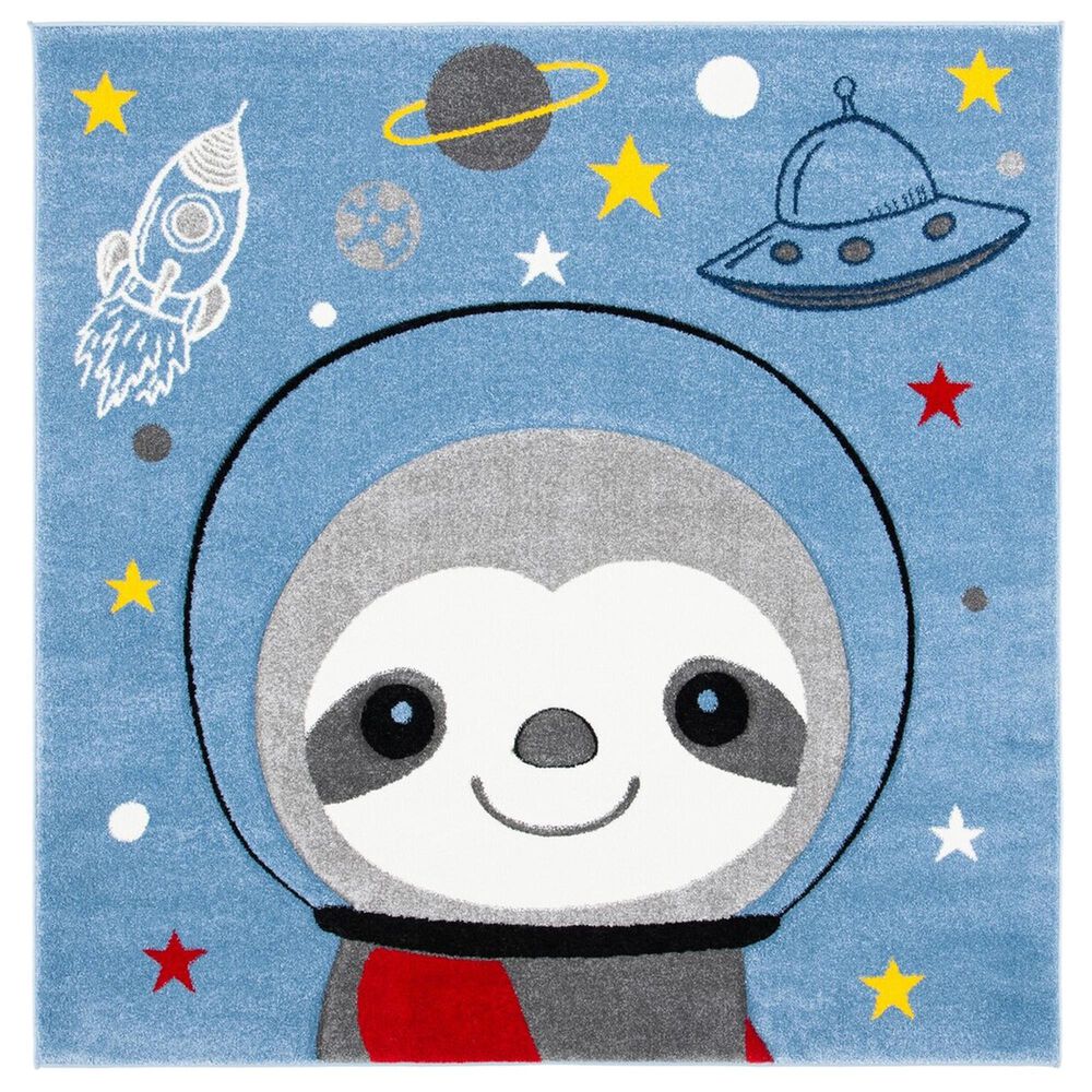 Safavieh Carousel Outer Space 6"7" Square Blue and Grey Kids  Area Rug, , large