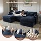 HOMLUX 107.87" Ultra-Comfort Chenille Sectional Sofa Set in Dark Blue, , large