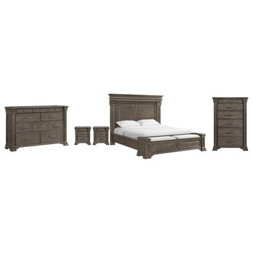 Mayberry Hill Kings Court King Storage Bed with Dresser, Chest and Two Nightstands in Grey, , large