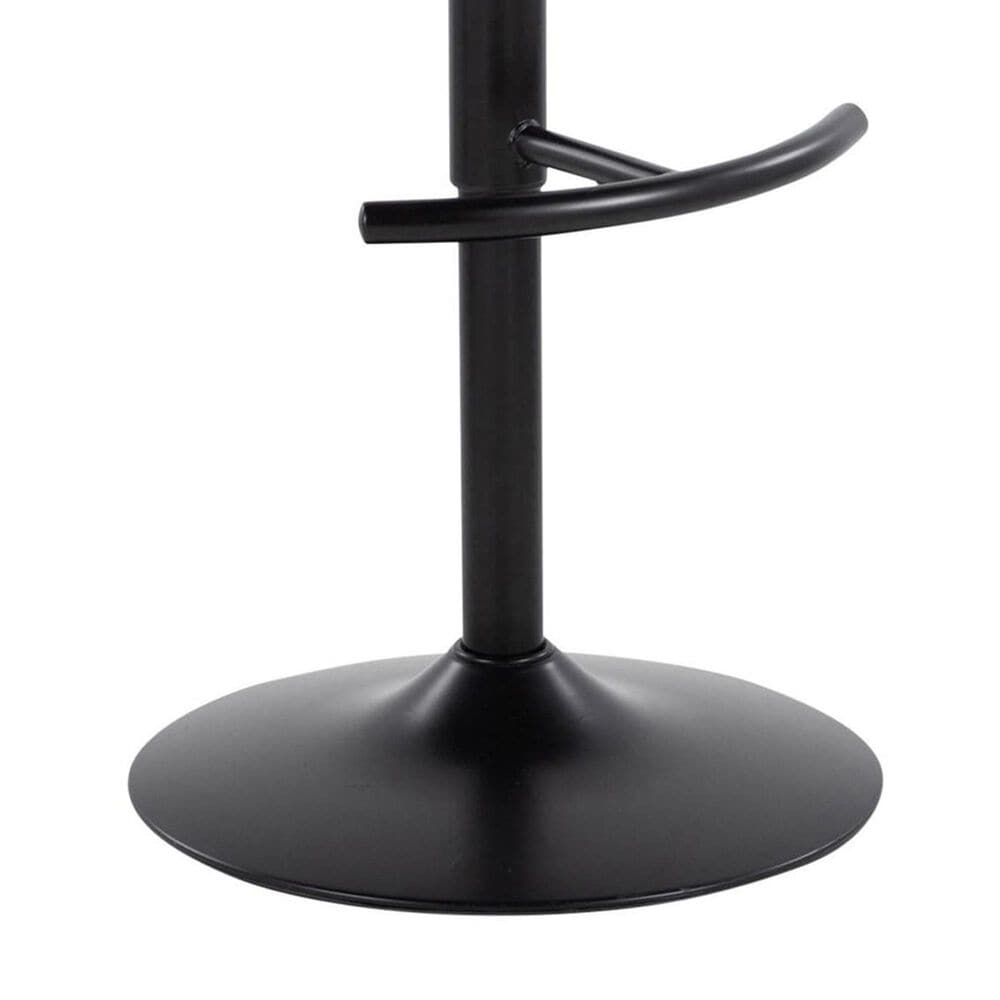 LumiSource Demi Swivel Adjustable Bar Stool with Grey Upholstery in Black (Set of 2), , large