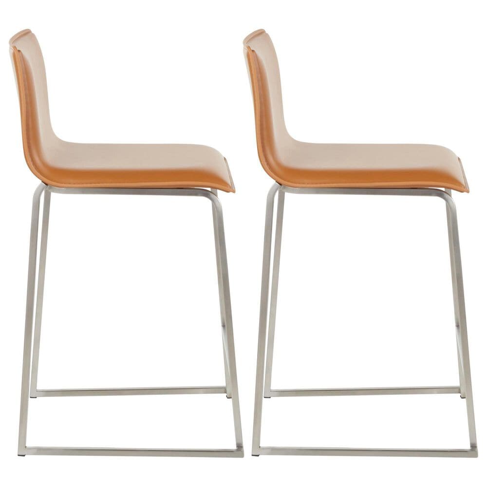 Lumisource Mara Counter Stool with Camel Cushion in Stainless Steel &#40;Set of 2&#41;, , large