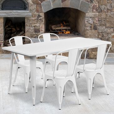 Flash Furniture 5-Piece Metal Table Set in White, , large