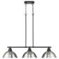 Golden Lighting Duncan 3-Light Pendant with Pewter Shade in Matte Black, , large