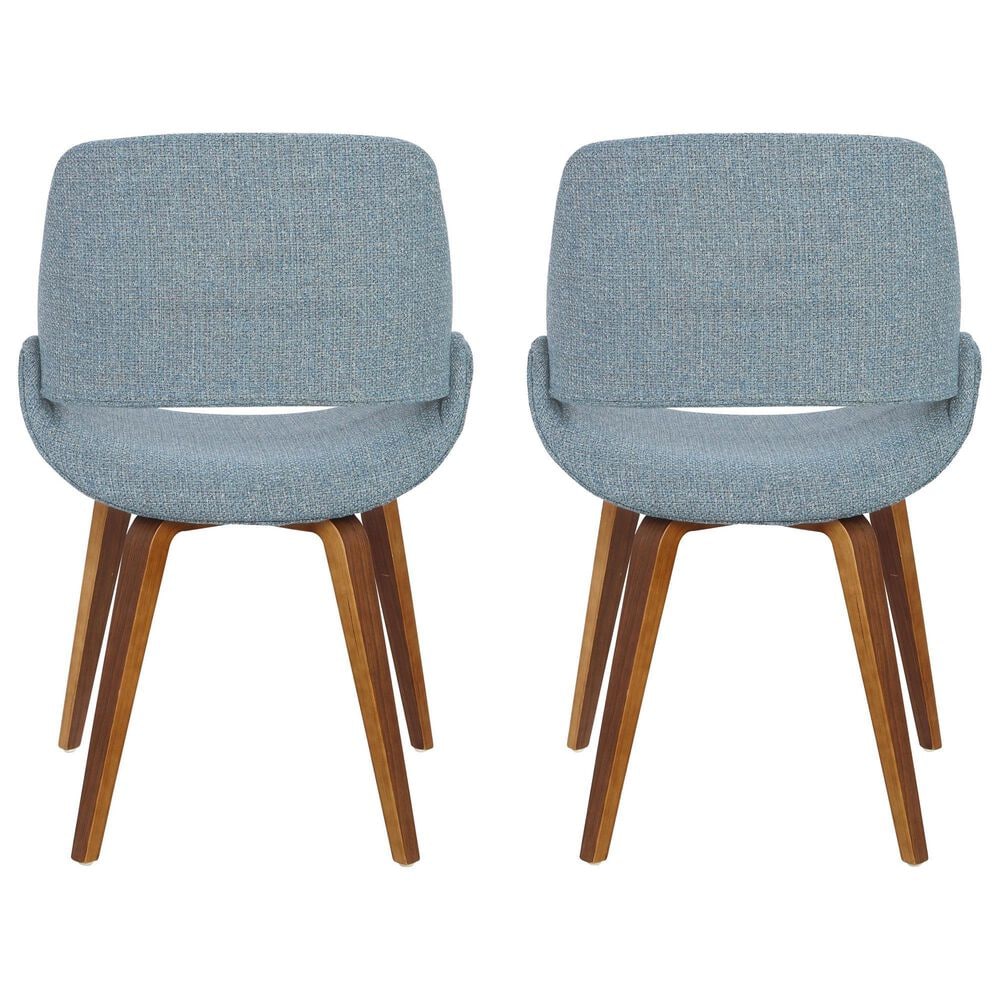 LumiSource Fabrico Side Chair with Blue Cushion in Walnut (Set of 2), , large