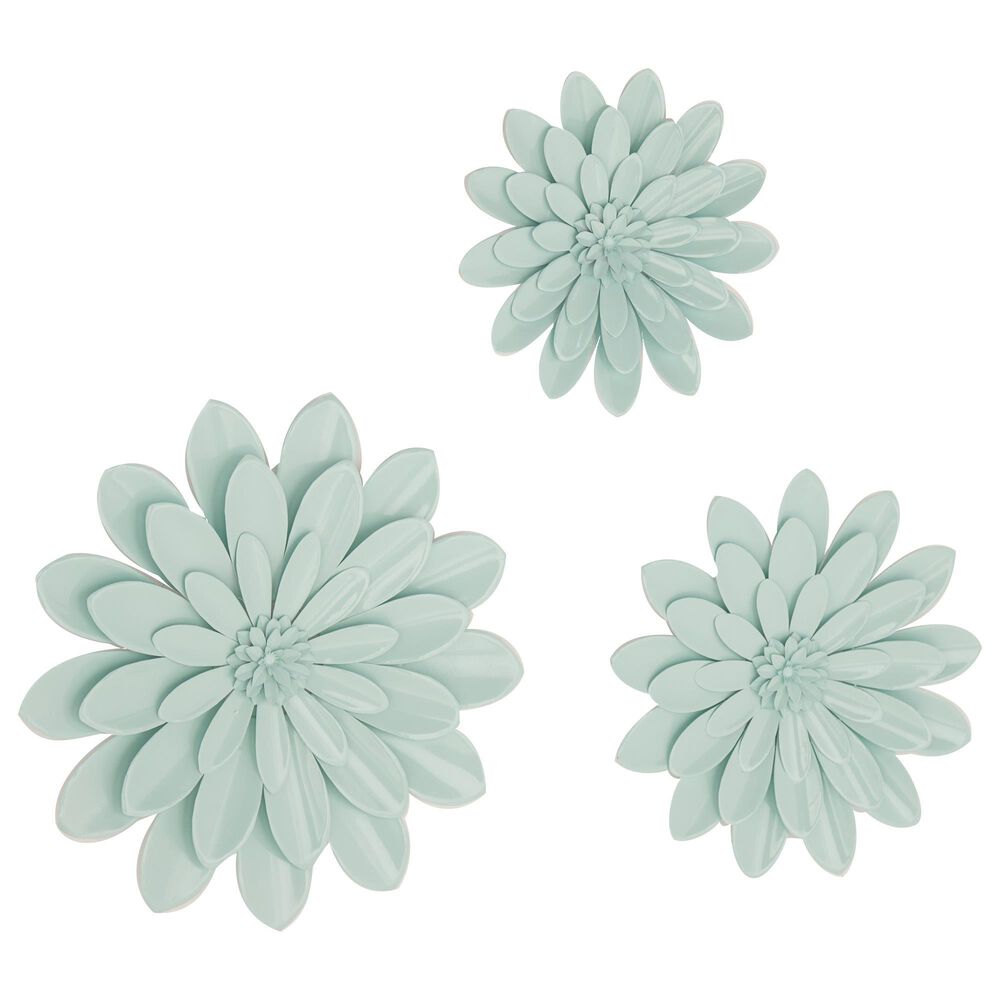 Maple and Jade 24&quot; x 24&quot; Flower Wall Decor in Green &#40;Set of 3&#41;, , large