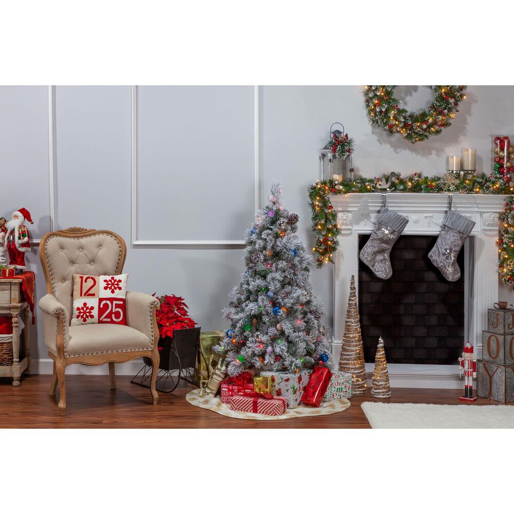 The Gerson Company 4.5&#39; Pine Artificial Christmas Tree with Multicolored LED Lights in Green, , large