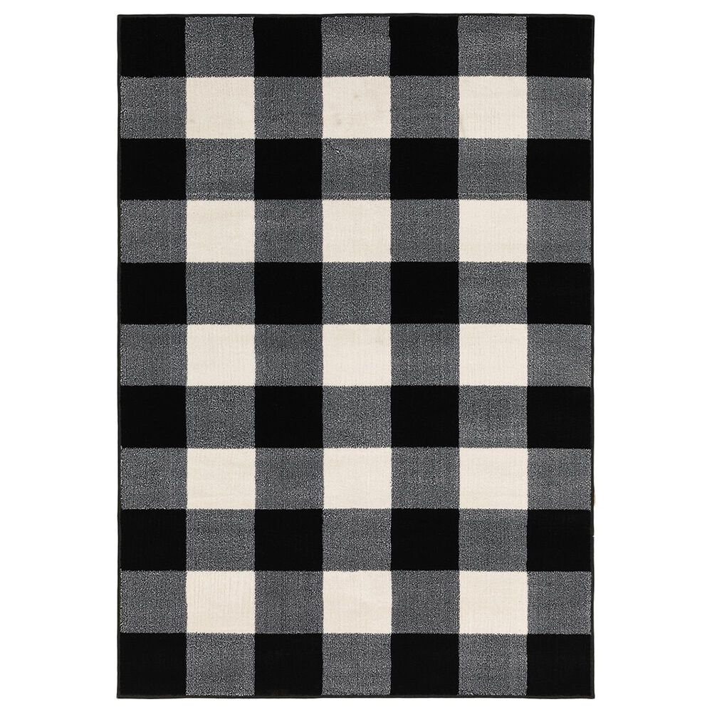 Oriental Weavers Georgia Geometric 678D0 5"3" x 7"3" Black and Ivory Area Rug, , large