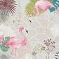 Safavieh Barbados Tropical Flamingo 5"3" Round Grey and Pink Indoor/Outdoor Area Rug, , large