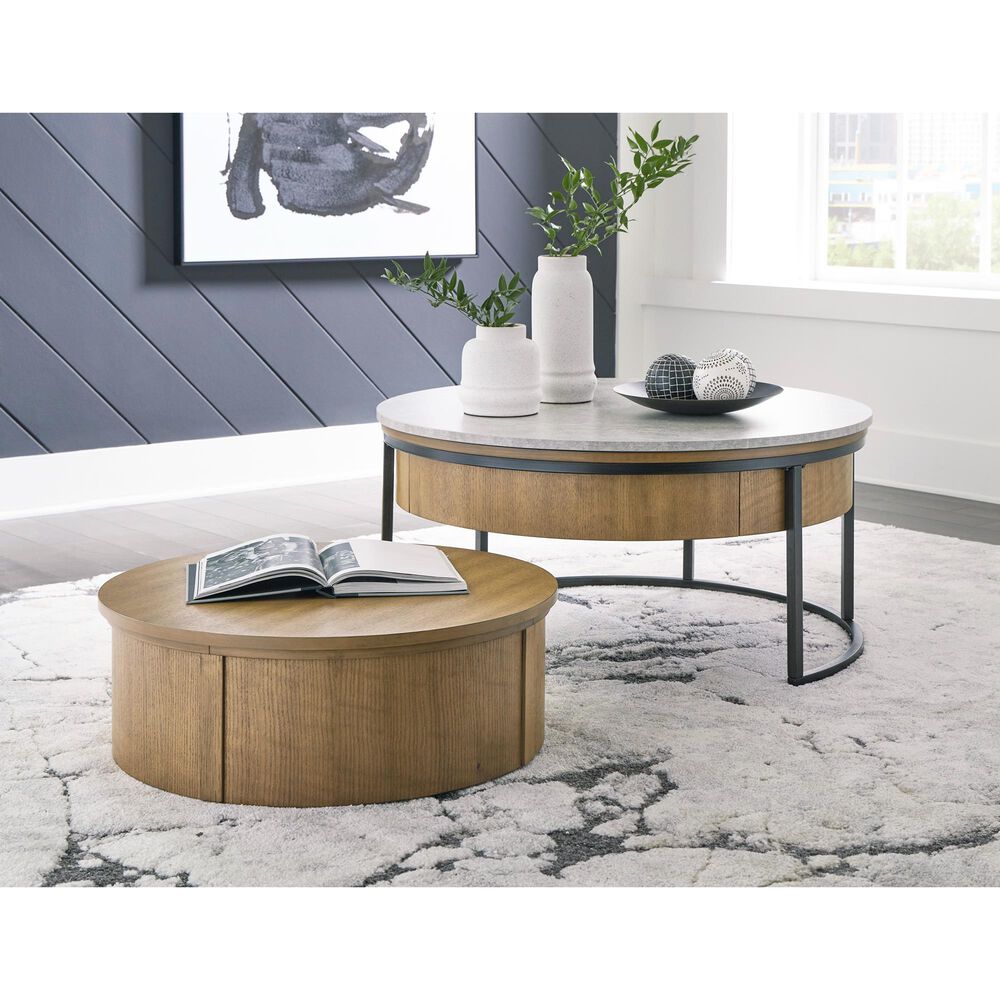 Ashley Fridley 2-Piece Nesting Coffee Table Set in Natural, Gray and Black, , large