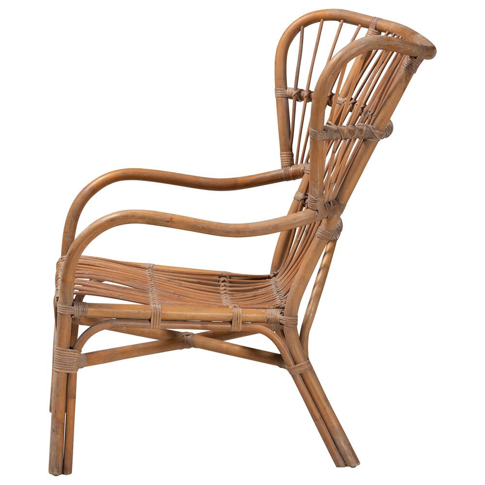Baxton Studio Lamaria Rattan Arm Chair in Natural Brown Antique, , large