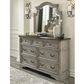 Ashley Lodenbay 7 Drawer Dresser with Mirror in Antiqued Gray and Walnut Brown, , large