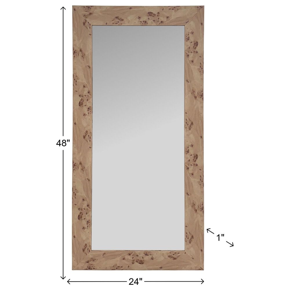 Howard Elliott Burled Rectangular Wall Mirror in Brown, , large