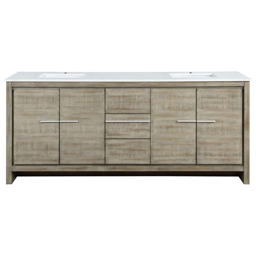 Lexora Home Lafarre 80&quot; Double Bathroom Vanity in Rustic Acacia with 2 cm White Cultured Marble Top and Rectangular Sinks, , large