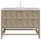 James Martin Vanities Emmeline 48" Single Vanity in Pebble Oak with 3 cm Eternal Jasmine Pearl Quartz Top, , large