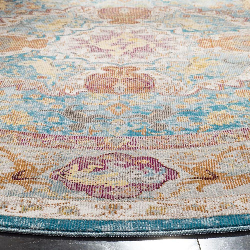 Safavieh Aria 6&#39;6&quot; Round Blue and Orange Area Rug, , large