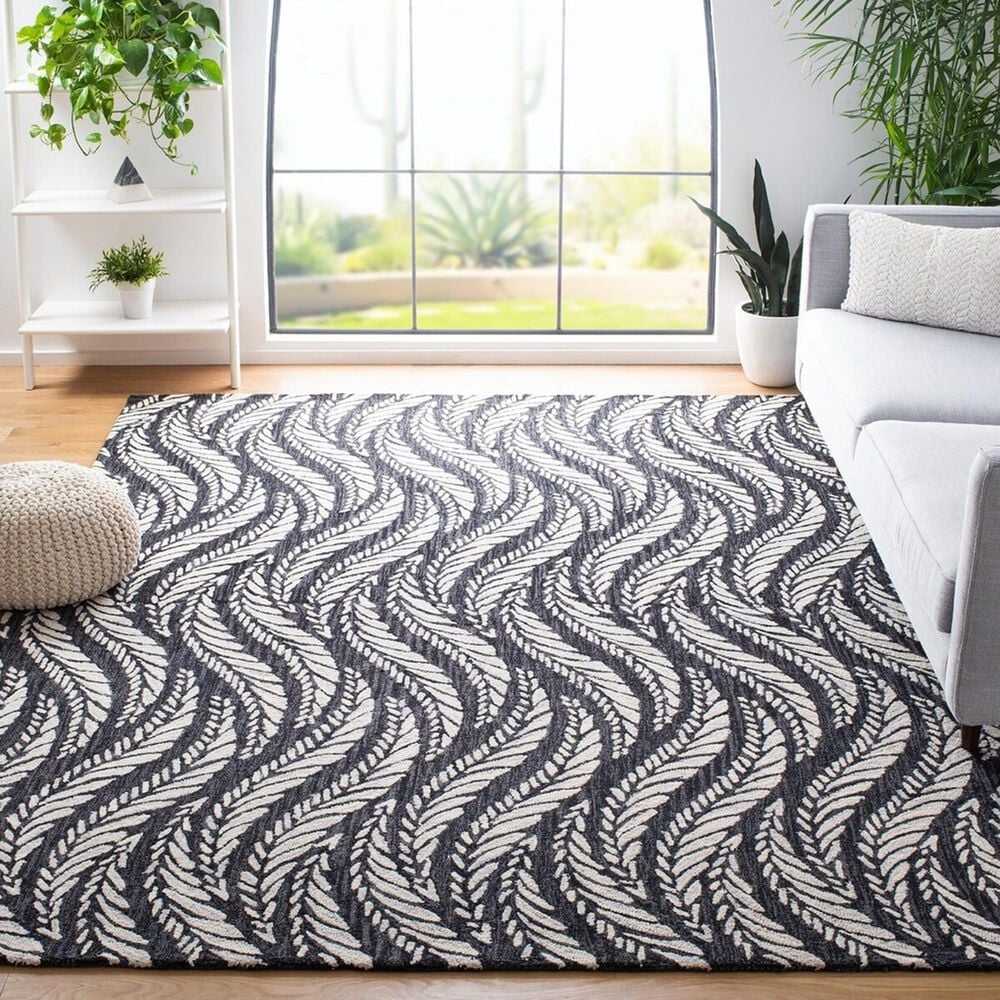 Safavieh Micro-Loop MLP170H 8&#39; x 10&#39; Charcoal and Ivory Area Rug, , large