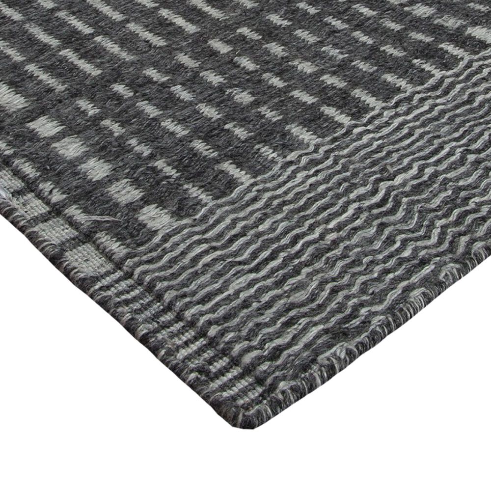 Harounian Rugs Kilim Casablanca 6&#39; x 9&#39; Silver and Charcoal Area Rug, , large