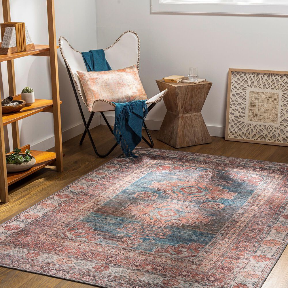 Surya Colin 7&#39;10&quot; x 10&#39;2&quot; Blue, Dusty Coral, Brick Red, Dark Brown and Cream Area Rug, , large