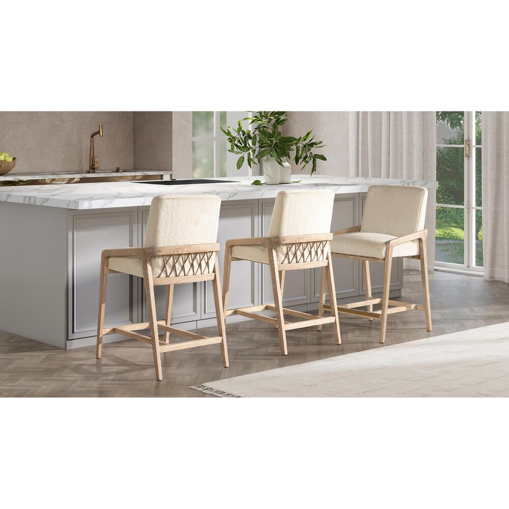 Jennifer Taylor Home Arizona 25.5" Counter Stool with Creme White Cushion in Natural Light Brown, , large