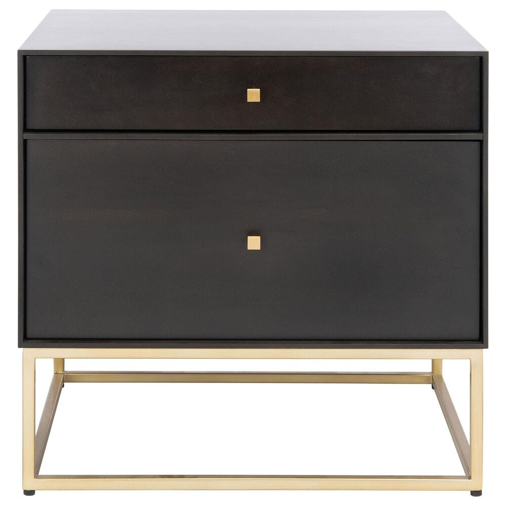 Safavieh Adelyn 2 Drawer Nightstand in Black/Gold, , large
