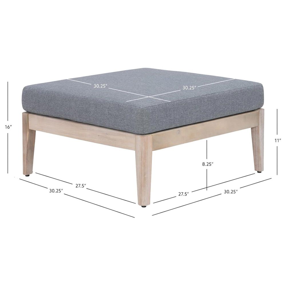 Linon Home Decor Summerlyn Patio Ottoman with Natural Frame in Grey, , large