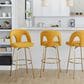LumiSource Ava Swivel Bar Stool with Yellow Fabric Upholstery in Gold (Set of 2), , large