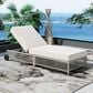 HOMLUX Patio Chaise Lounge with Creamy White Rattan in Beige, , large