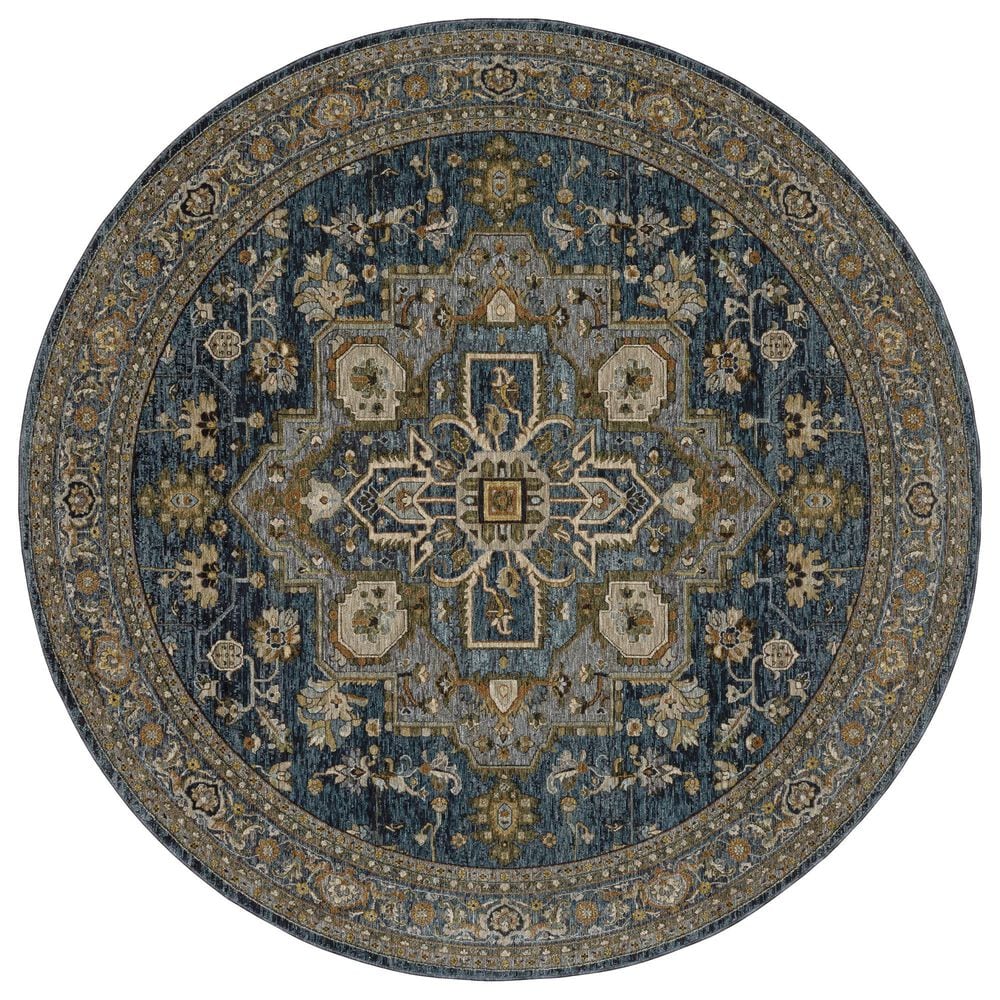 Oriental Weavers Aberdeen 1144Q Blue 7"10" Round Area Rug, , large