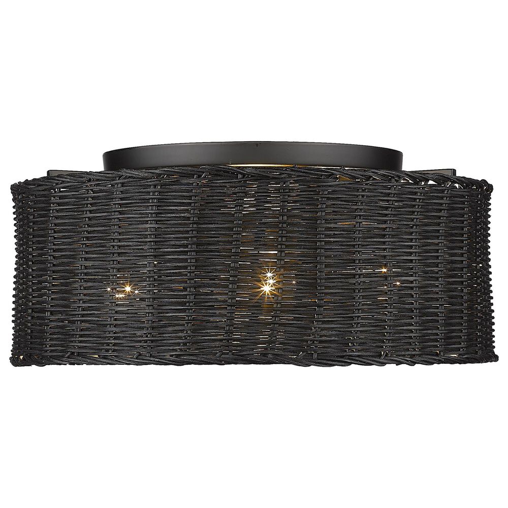 Golden Lighting Erma 3-Light Flush Mount with Black Wicker Shadein Matte Black, , large