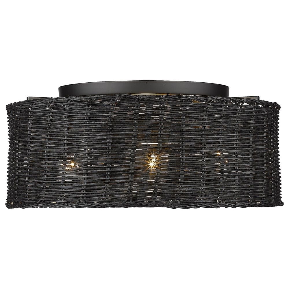Golden Lighting Erma 3-Light Flush Mount with Black Wicker Shadein Matte Black, , large