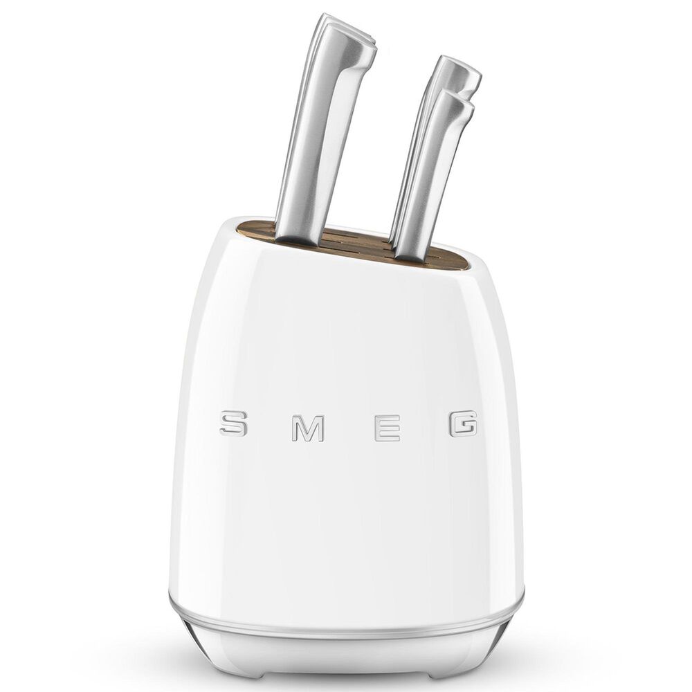 SMEG 50s Retro Style 6-Piece Knife Block Set in White, , large