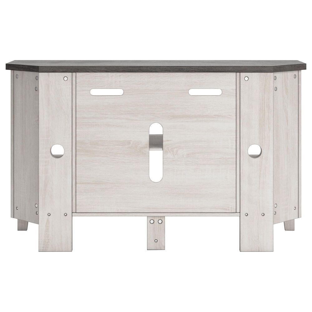 Ashley Dorrinson 48&quot; Corner TV Stand in Antiqued White and Gray, , large