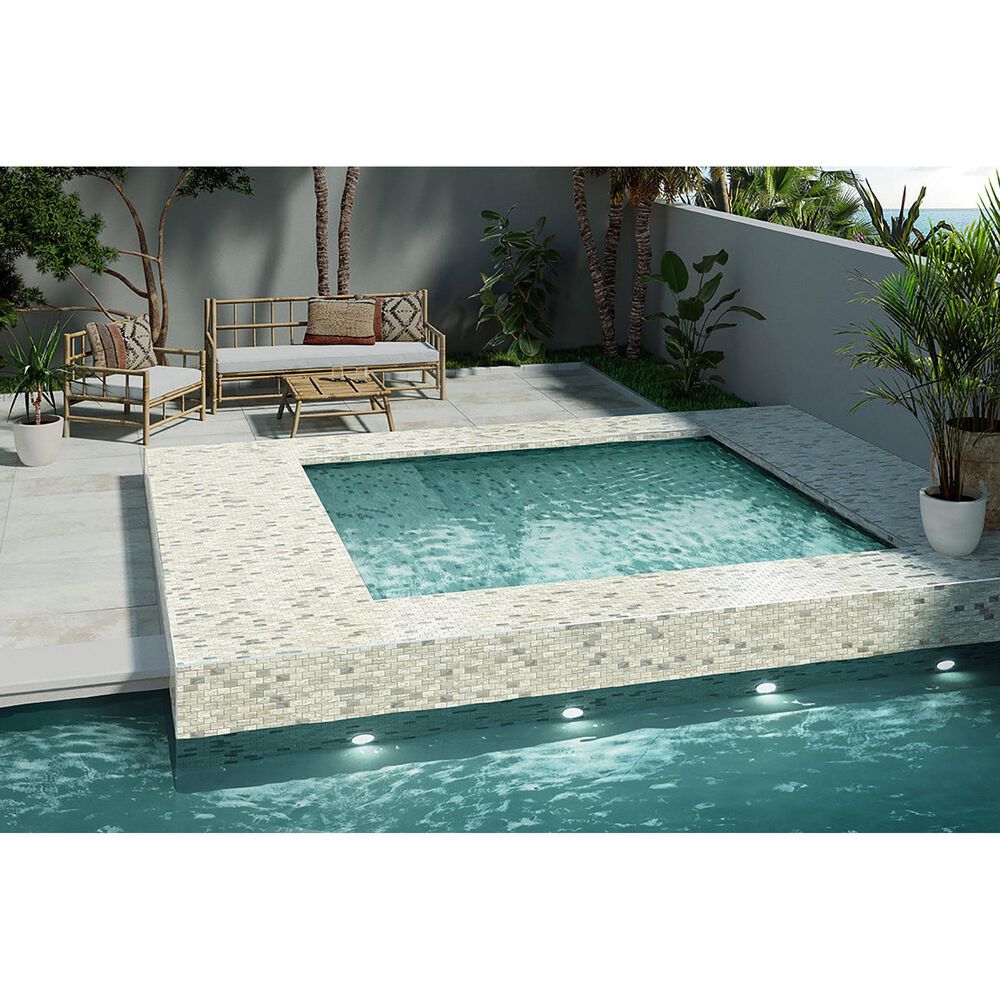 Emser Swirl Cream 1&quot; x 2&quot; Rectangle on 12&quot; x 12&quot; Glass Mosaic Sheet, , large