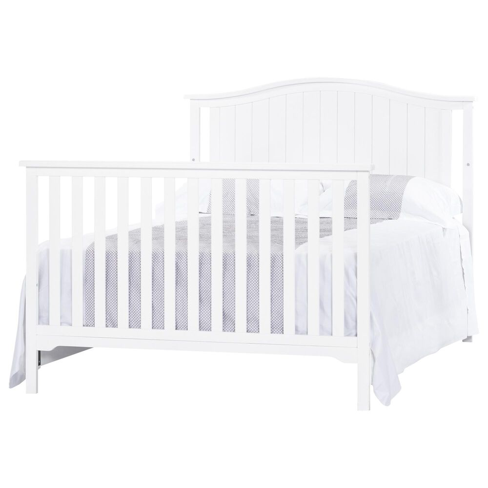 Foundations Worldwide Hampton Arch Top 4-In-1 Convertible Baby Crib in Matte White, , large