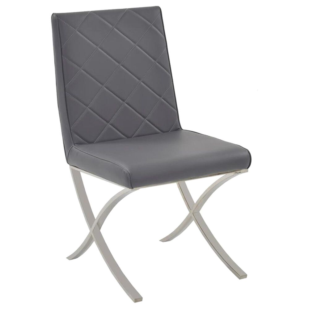 Casablanca Loft Dining Chair with Dark Gray Cushion in Stainless Steel, , large