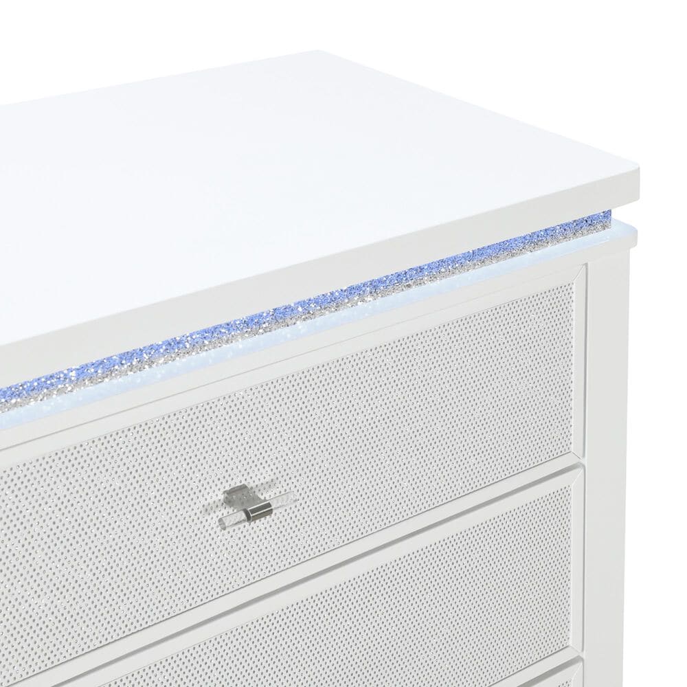 Global Furniture USA Alina 5-Drawer Chest with LED in White, , large