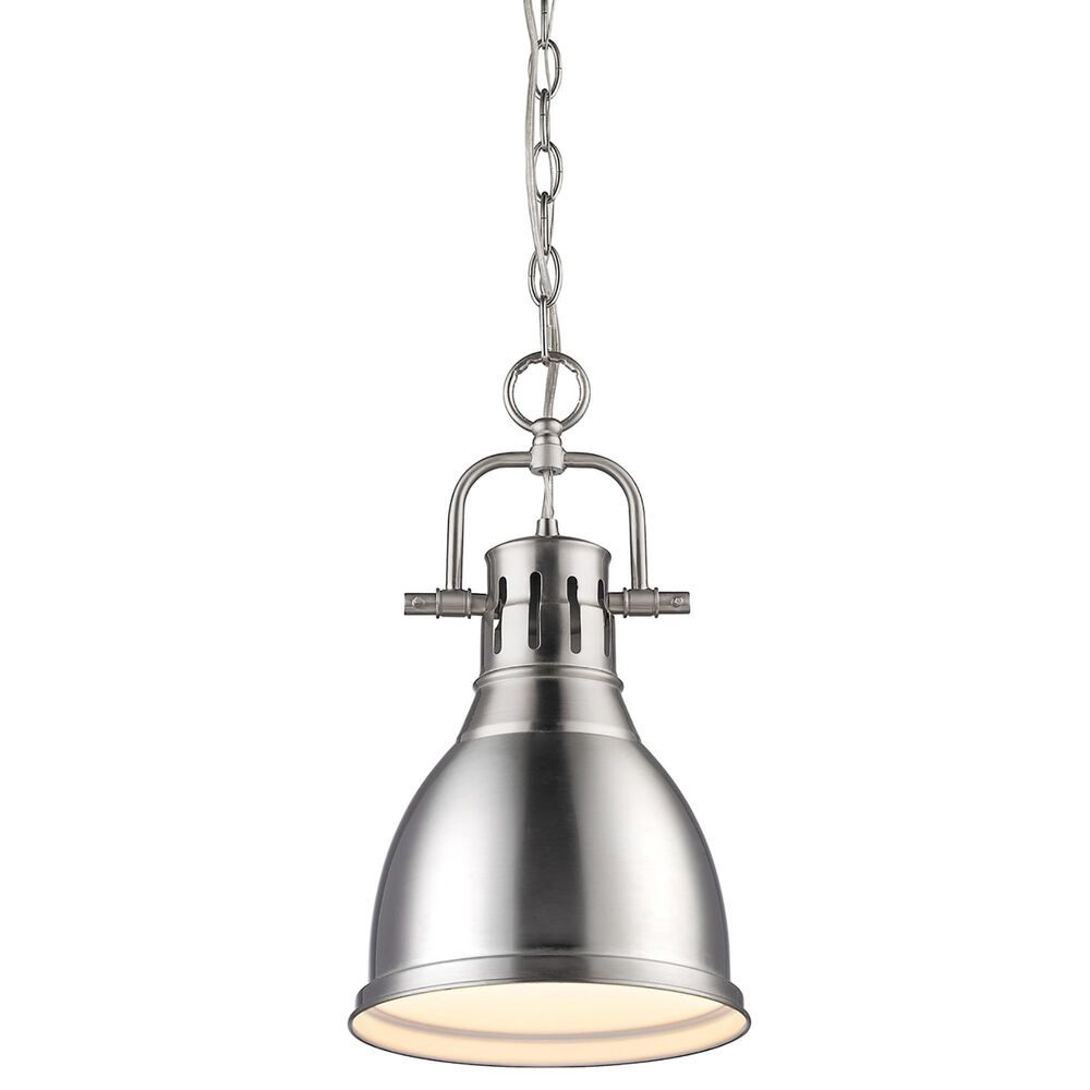 Golden Lighting Duncan 1-Light Small Pendant with Chain in Pewter, , large