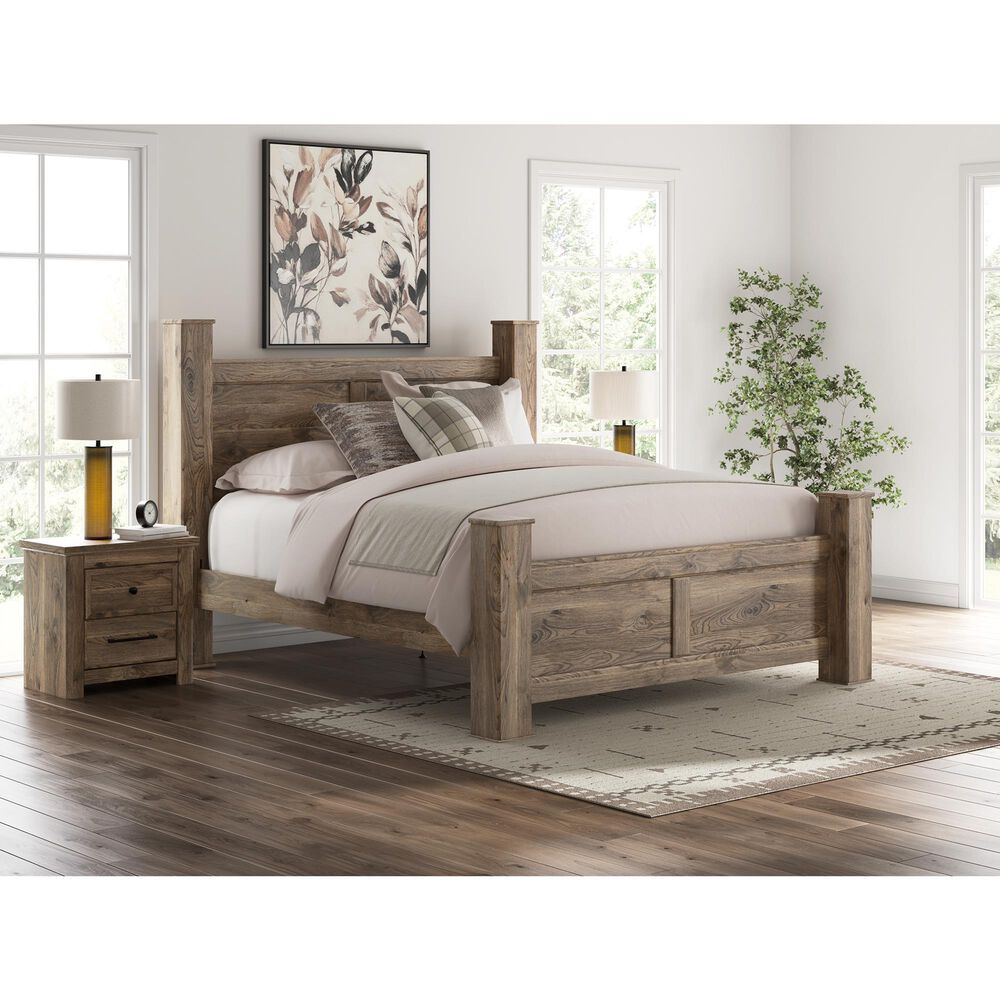 Ashley Rusticott King Poster Bed in Brown, , large