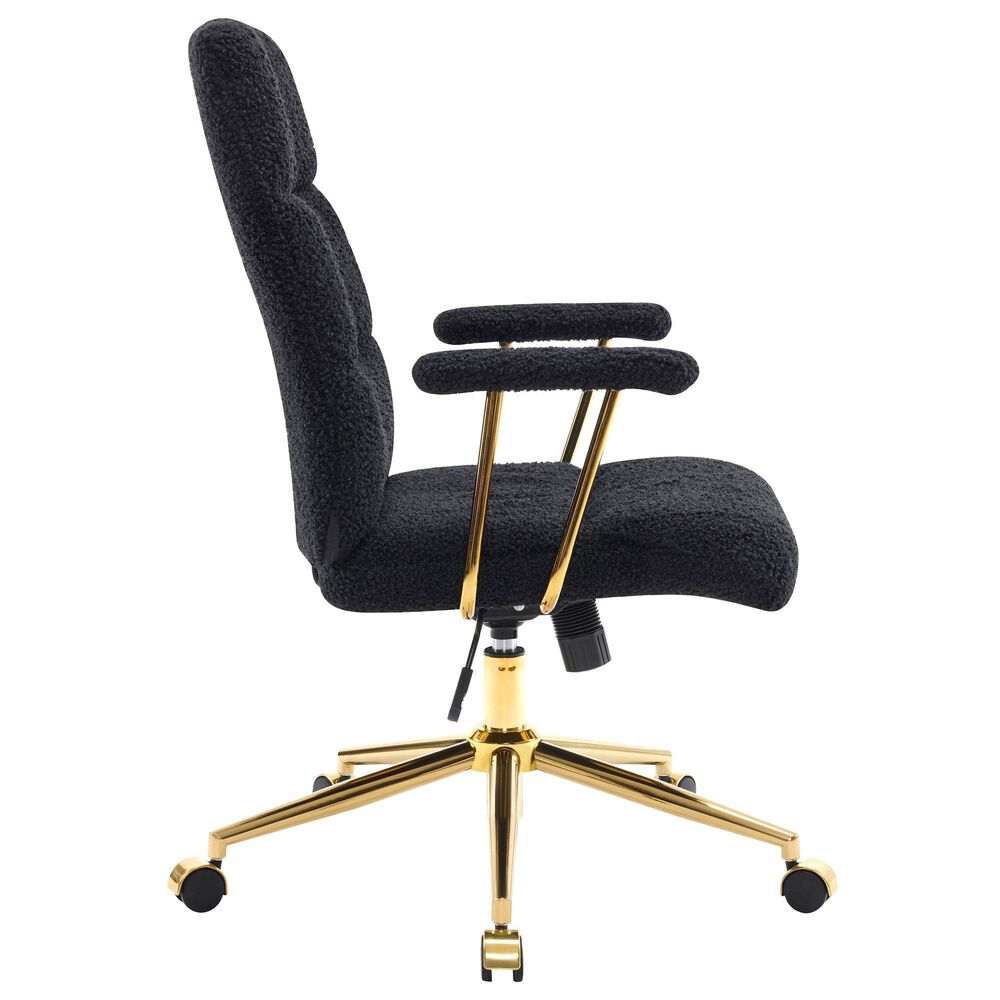 Rta Products Llc Elegant Textured Boucle Office Chair with Padded Arms in Black, , large