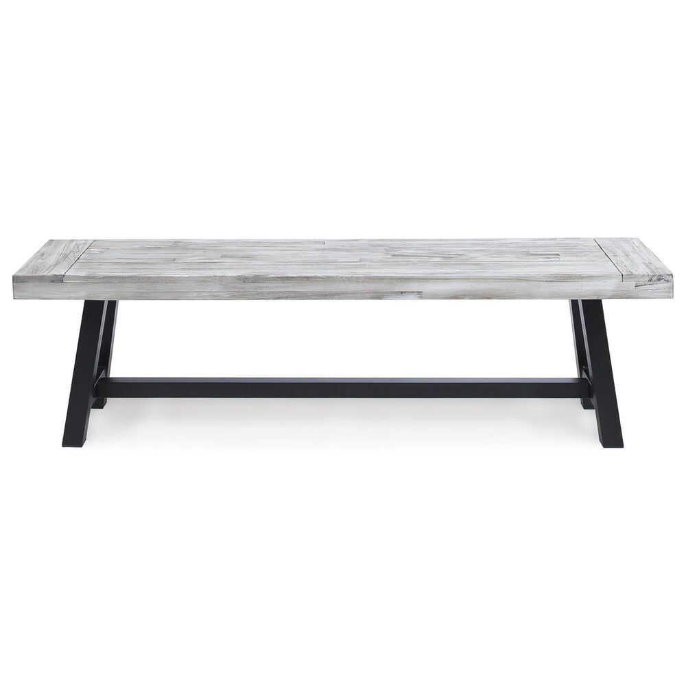 Hearth and Haven 63&quot; Dining Bench in Light Grey Sandblast and Black Rustic, , large