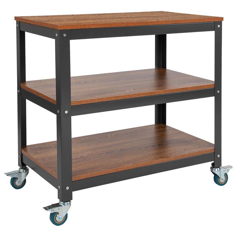 Flash Furniture Livingston Rolling Storage Cart in Brown, , large