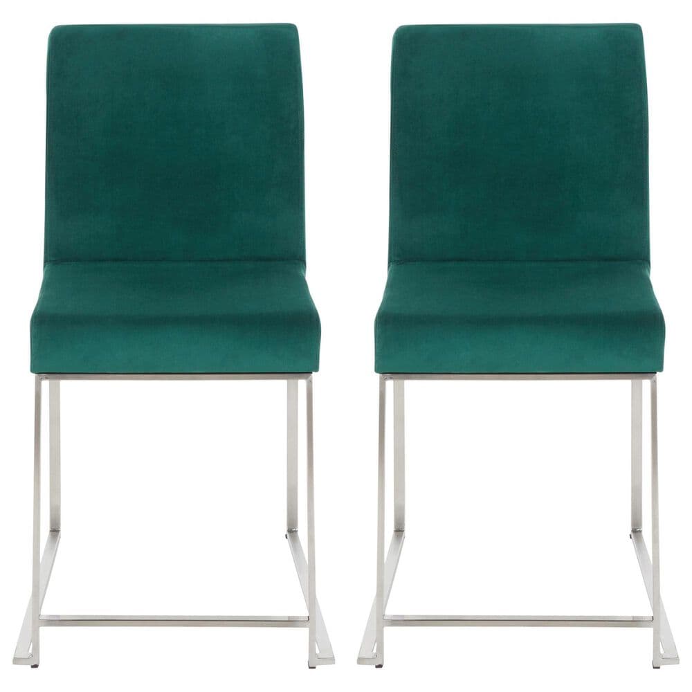 Lumisource Fuji Side Chair with Green Cushion in Brushed Stainless Steel &#40;Set of 2&#41;, , large