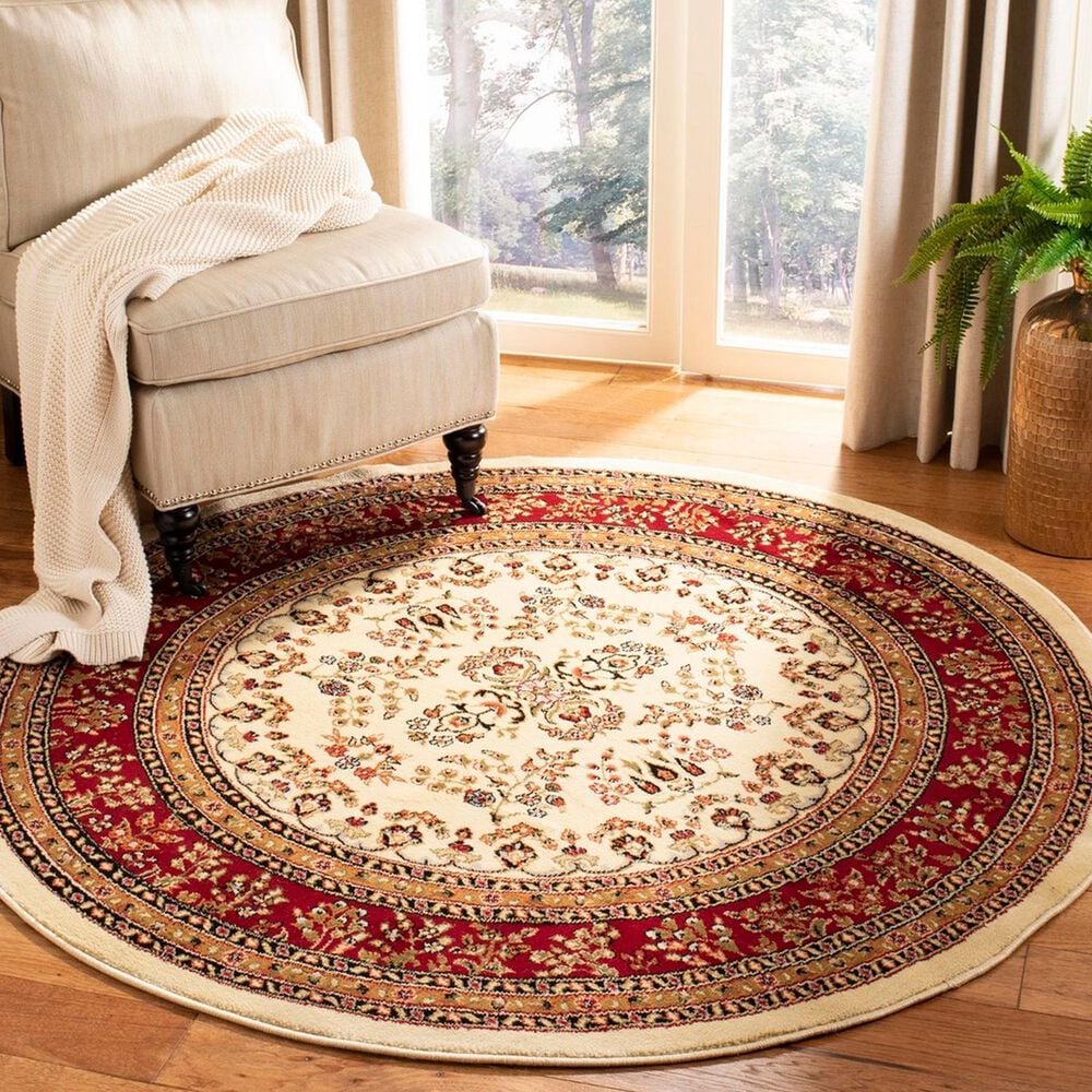 Safavieh Lyndhurst 5&#39;3&quot; Round Ivory and Red Area Rug, , large