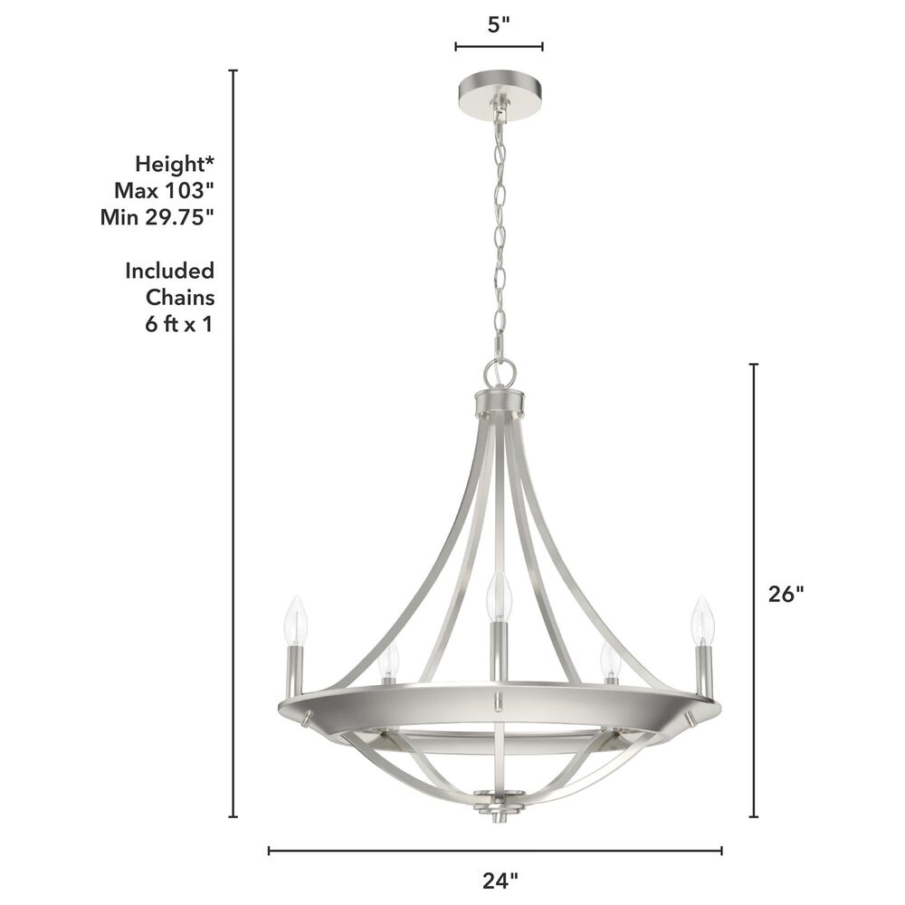 Hunter Perch Point 24&quot; 5-Light Chandelier in Brushed Nickel, , large